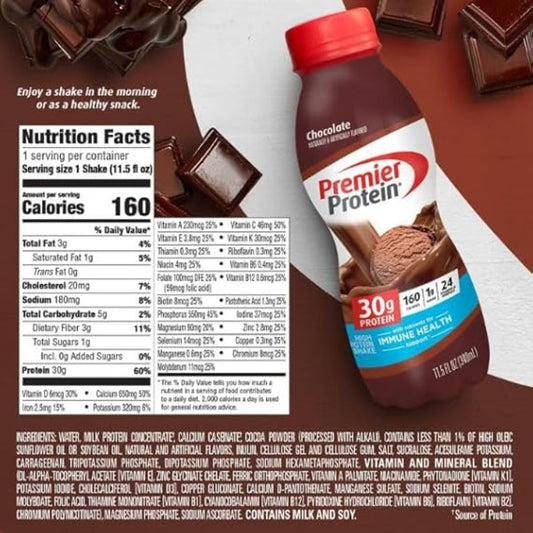 Premier Protein Shake, Chocolate 11.5 fl oz (Pack of 12)