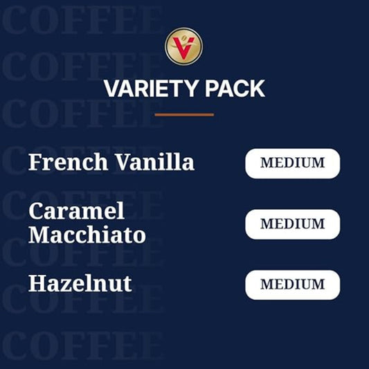 Victor Allen's Coffee Variety Pack (French Vanilla Flavored, Caramel Macchiato, Hazelnut), 32 Count, Single Serve Coffee Pods for Keurig K-Cup Brewers