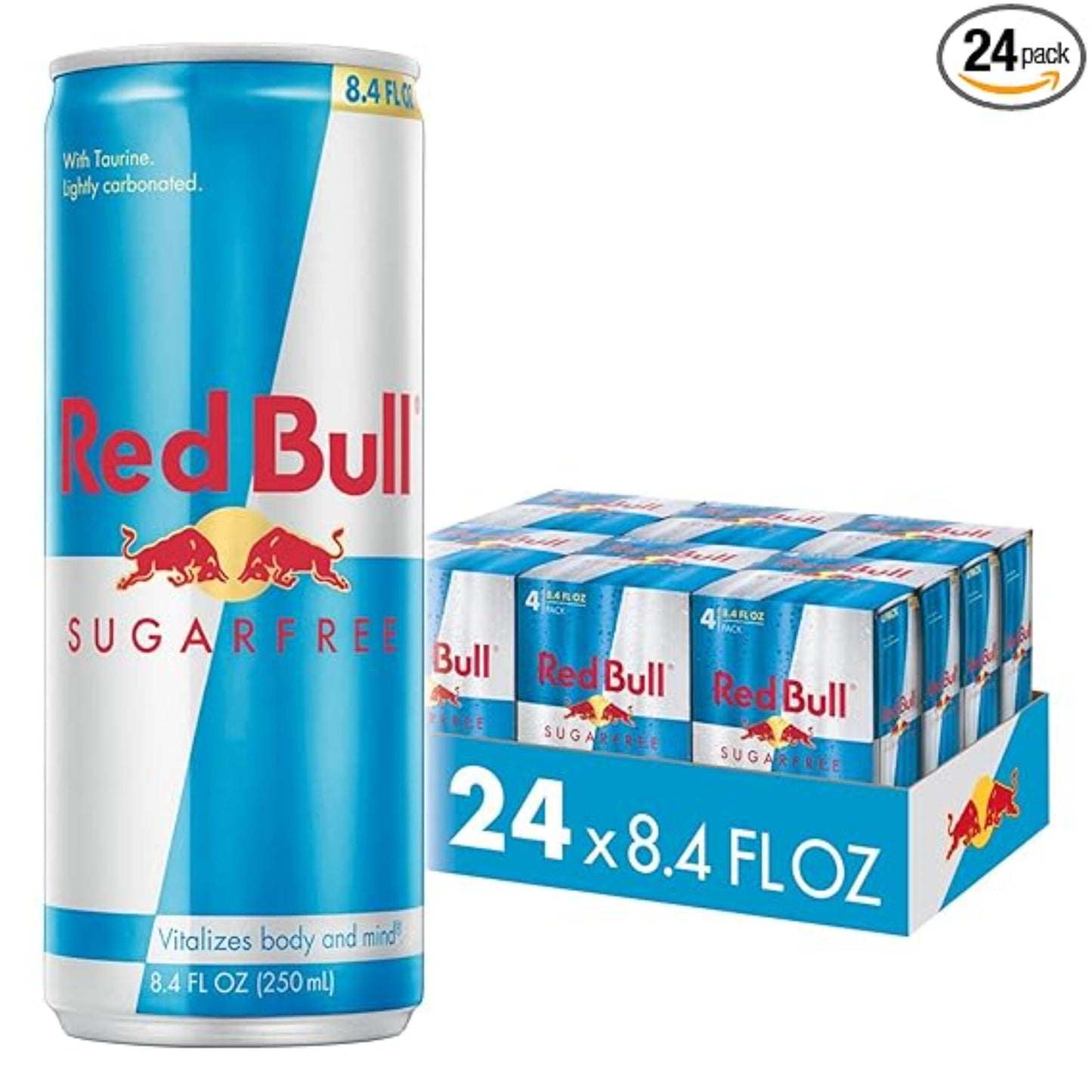 Red Bull Sugar Free Energy Drink with 80mg Caffeine plus Taurine & B Vitamins, 8.4 Fl Oz, 6 Packs of 4 Cans (Pack of 24)