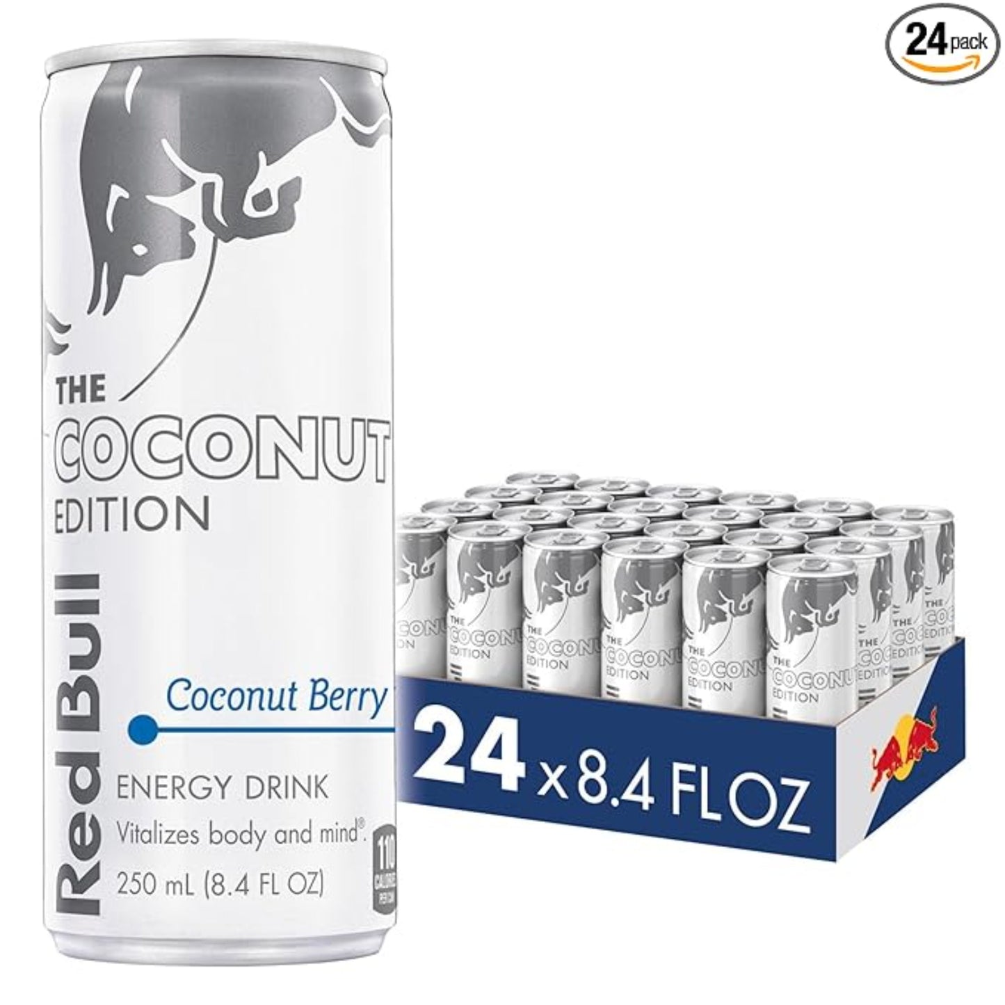 Red Bull Coconut Edition Energy Drink, Coconut Berry, with 80mg Caffeine plus Taurine & B Vitamins, 8.4 Fl Oz, Pack of 24 Cans