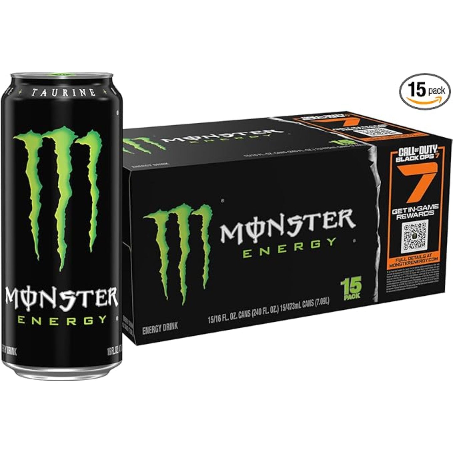 Monster Energy Drink, Green, Original, 16 Ounce (Pack of 15)