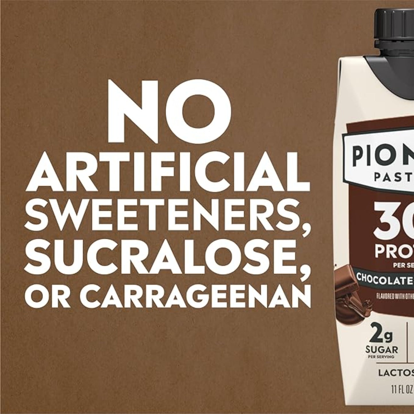 Pioneer Pastures - High Protein A2 Milkshakes - Chocolate - A2 Nutritional Milk, 30g Protein, 2g Sugar, No Artificial Sweeteners, No Seed Oils - All-Natural, Breakfast Shake, Meal Replacement, Workout - 11oz, 12 Pack