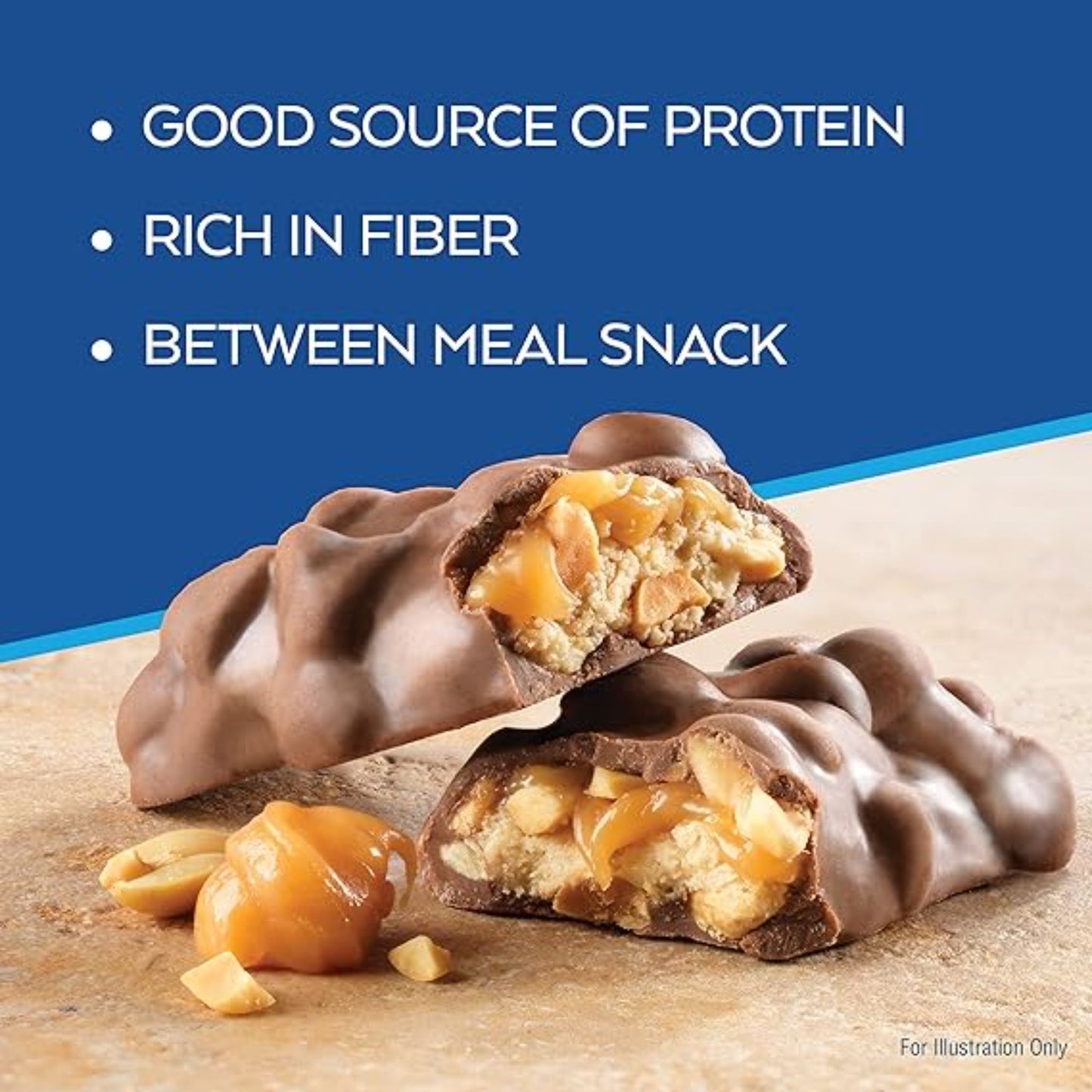 Atkins Caramel Chocolate Nut Roll Snack Bar, Protein Snack , 7g Protein, 2g Sugar, Rich in Fiber, 16 Count